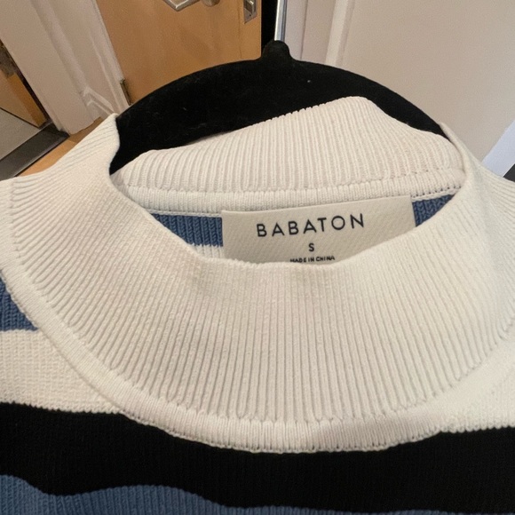 Aritizia Babaton Sculpt Knit Halter Top, Black/Flagstone Blue, sz S - Picture 5 of 5